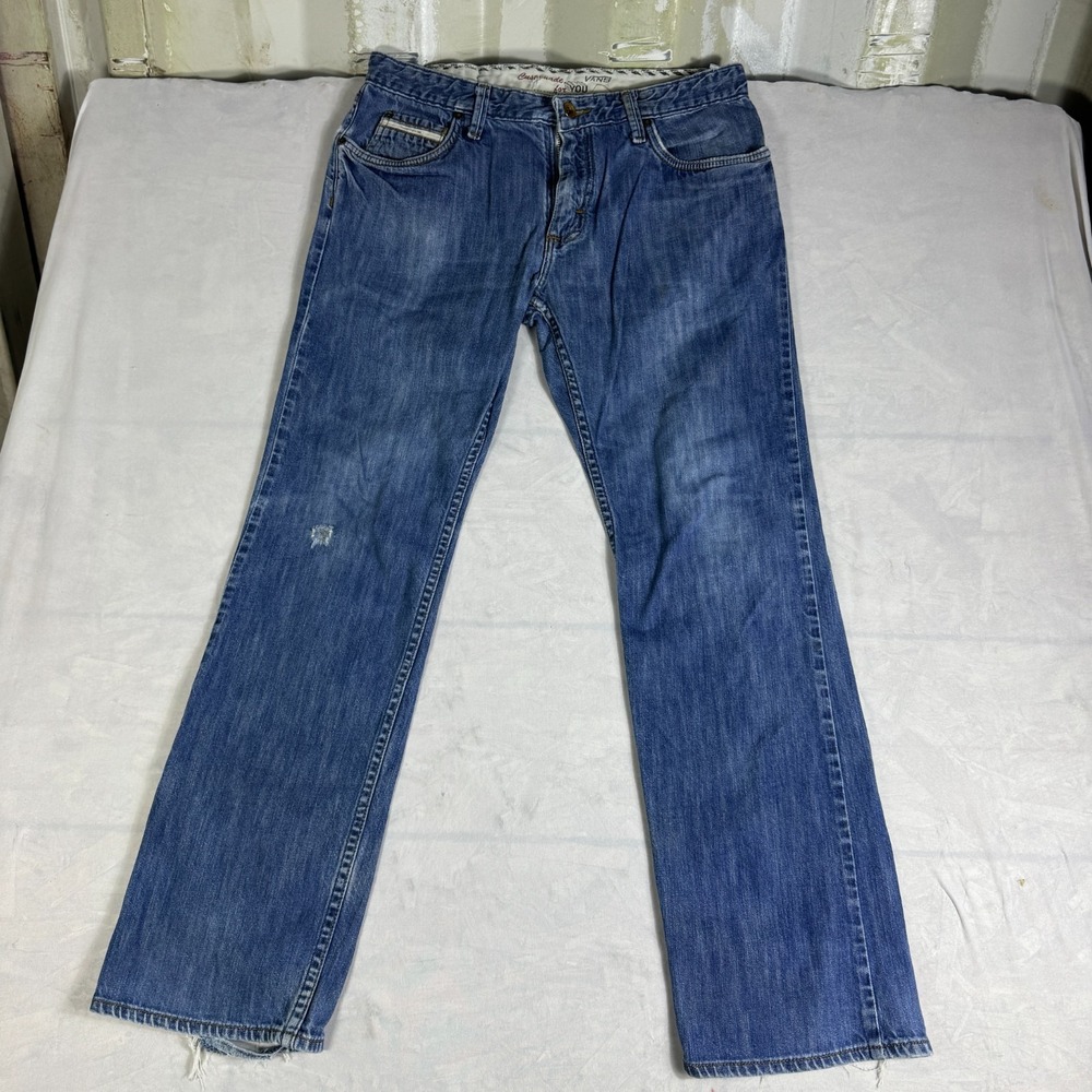 Vans Mens Straight Leg Jeans Blue Denim Distressed 5 Pockets Streetwear 32X30